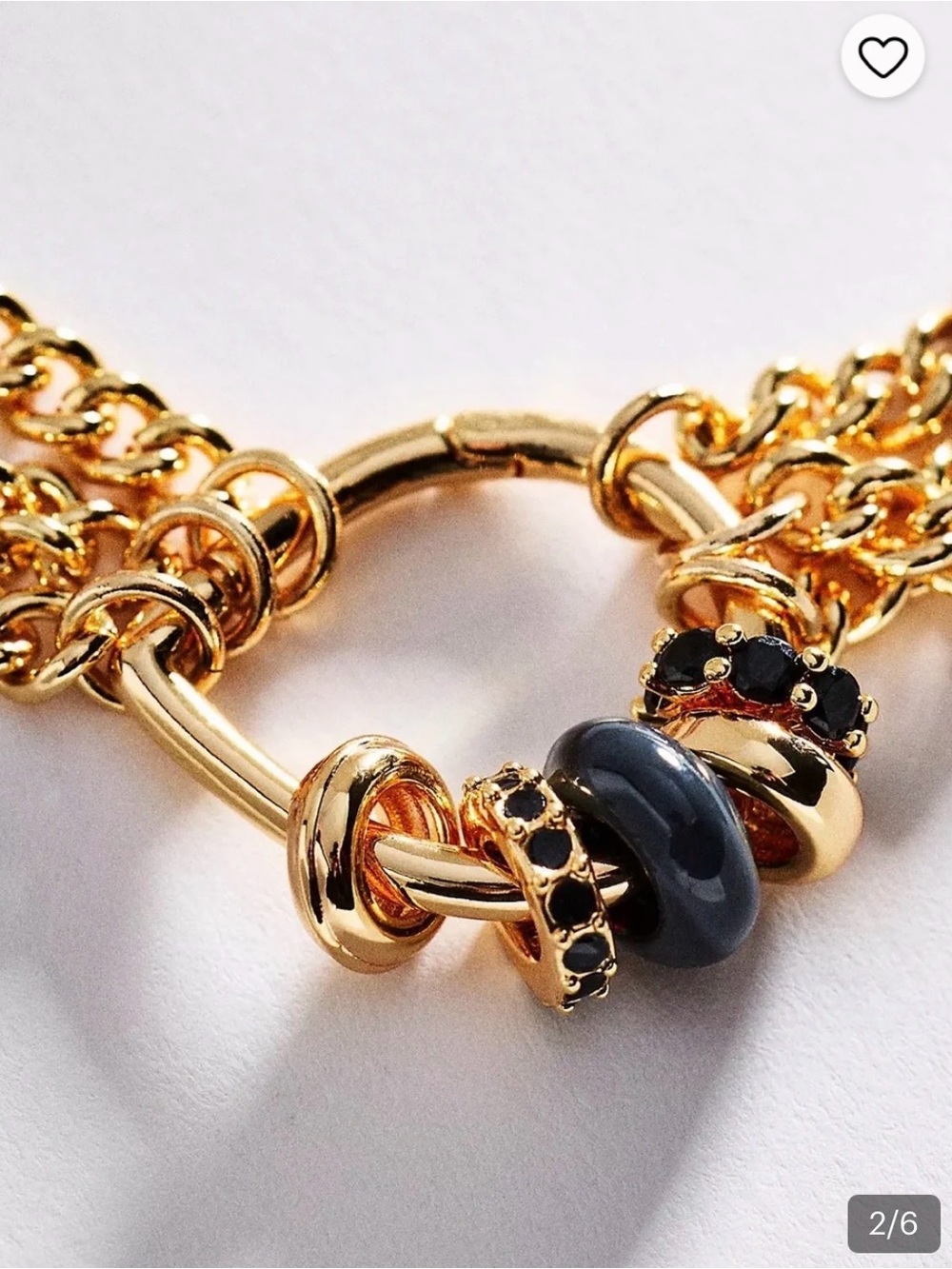 Anthropologie Gold-Tone Bracelet with Black Accent Beads